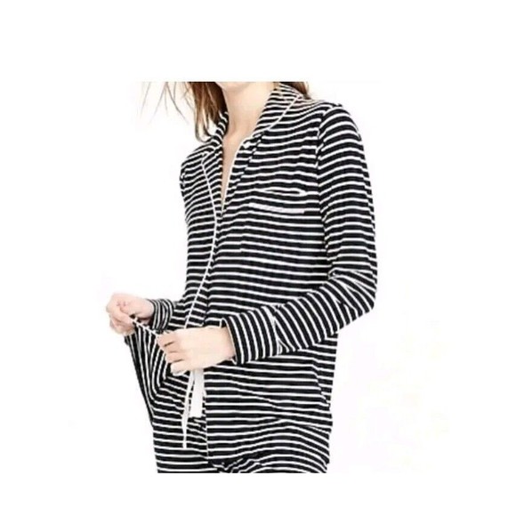 J. Crew Black and White Striped Pajama top - Picture 1 of 8